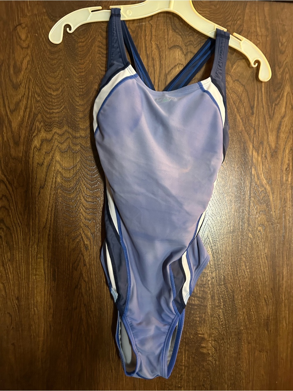 Speedo Lavender and Navy One-Piece Swimsuit with White Accents